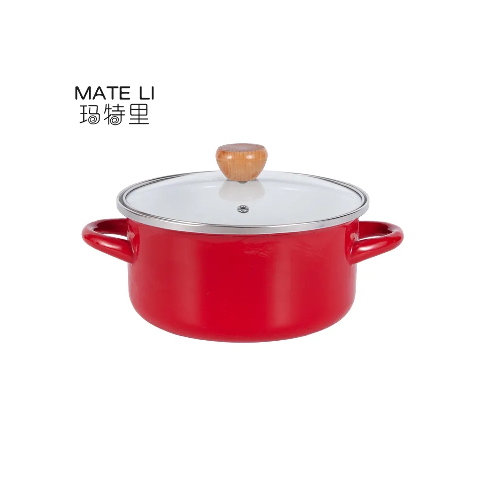 Double Handle Enamel Cooking Stew Pot Vintage Casserole Pot Stockpot Enamel Camping Cookware Enamelw