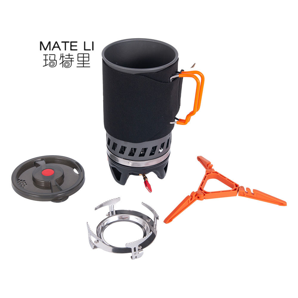 Hiking Portable Gas Powered Stove Top & Cooking System Compact Camping Cooktop with 900ml Pot