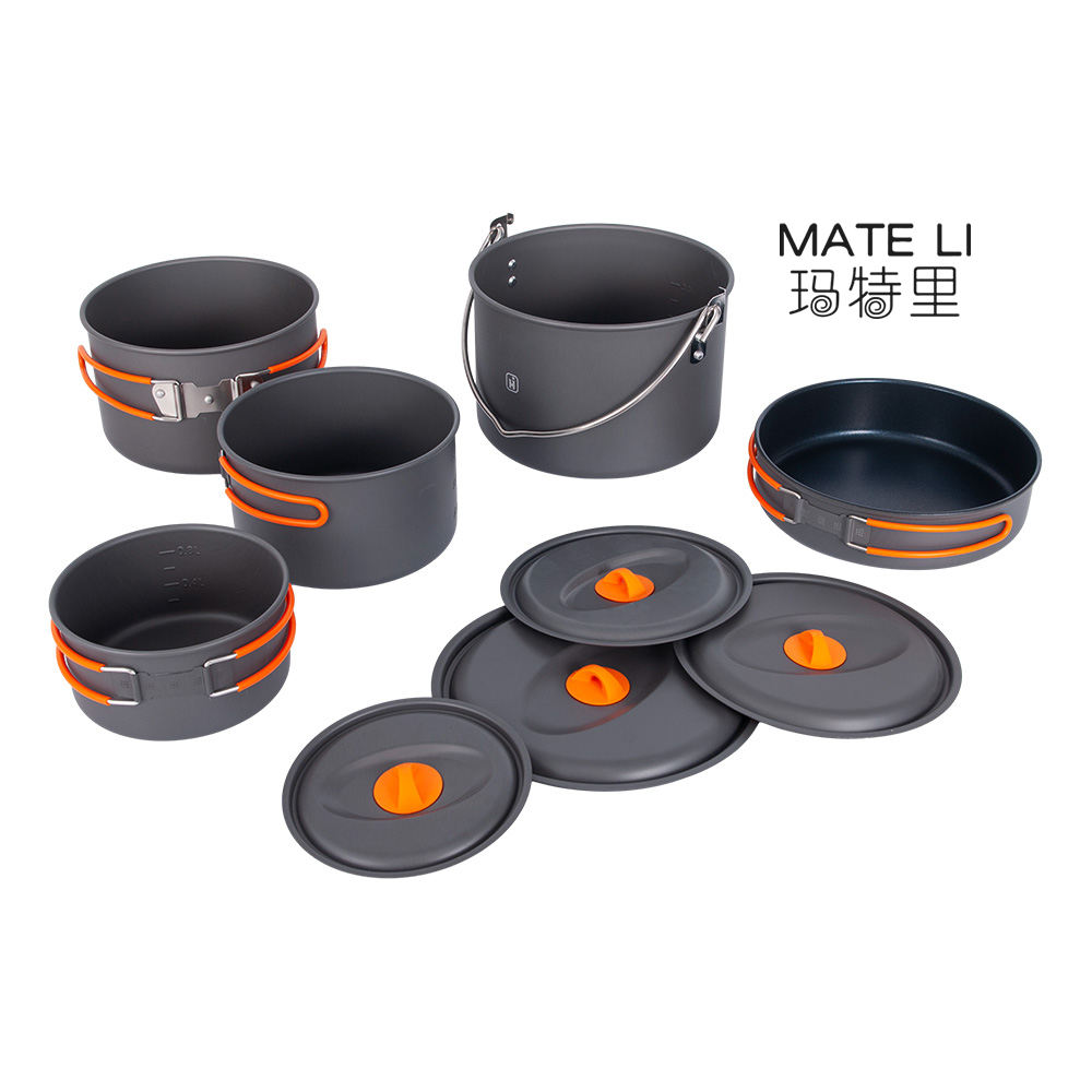 Custom Multi-size Outdoor Camping Pots Pans Set Manufacturers Camping Tableware Hiking Kitchen Pot S