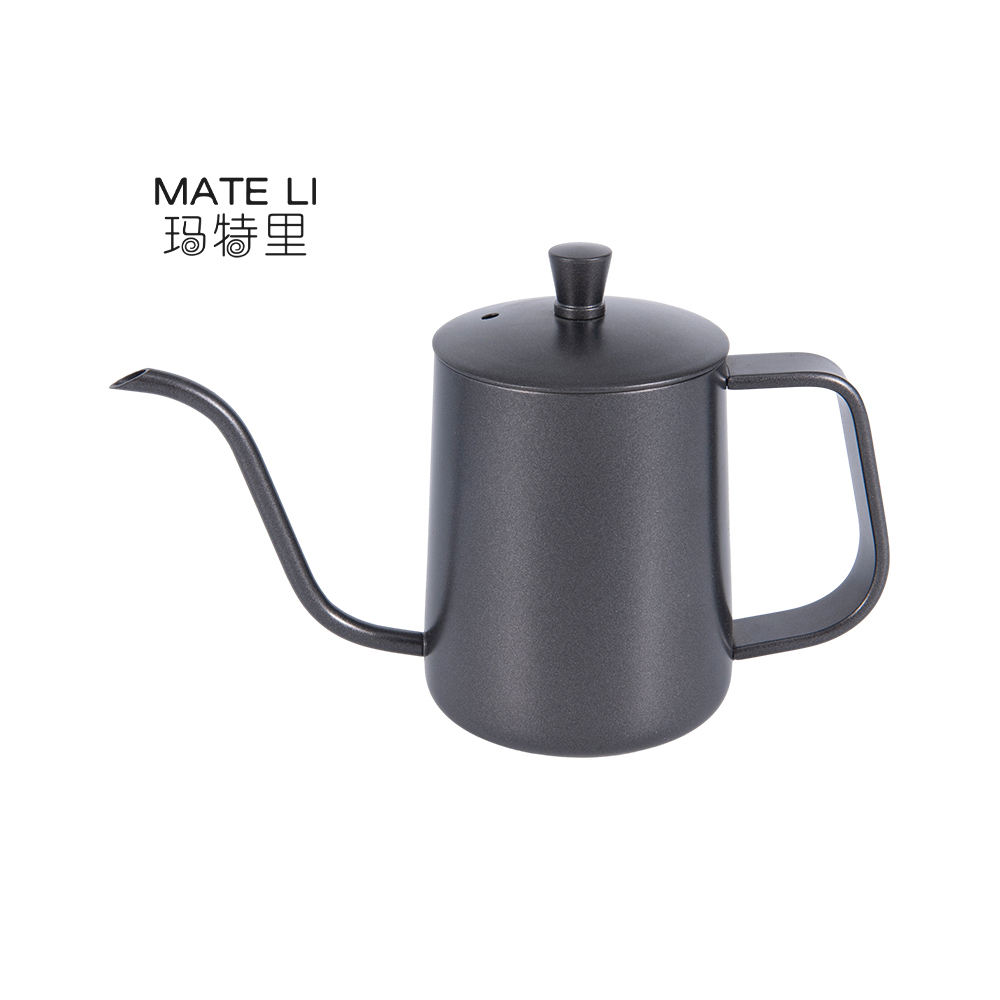 Custom Design 304 Stainless Steel Black 600ml Coffee Drip Pot Goose Neck Swan Neck Thin Mouth Coffee