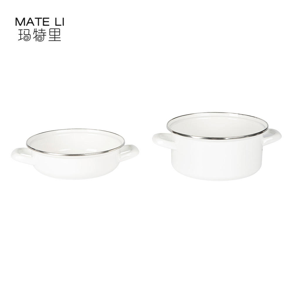Indoor Outdoor Kitchen 20 Cm White Enamelware Cookware Casserol Pan Enamel Mini Cooking Casserole